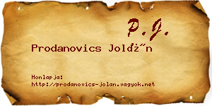 Prodanovics Jolán névjegykártya